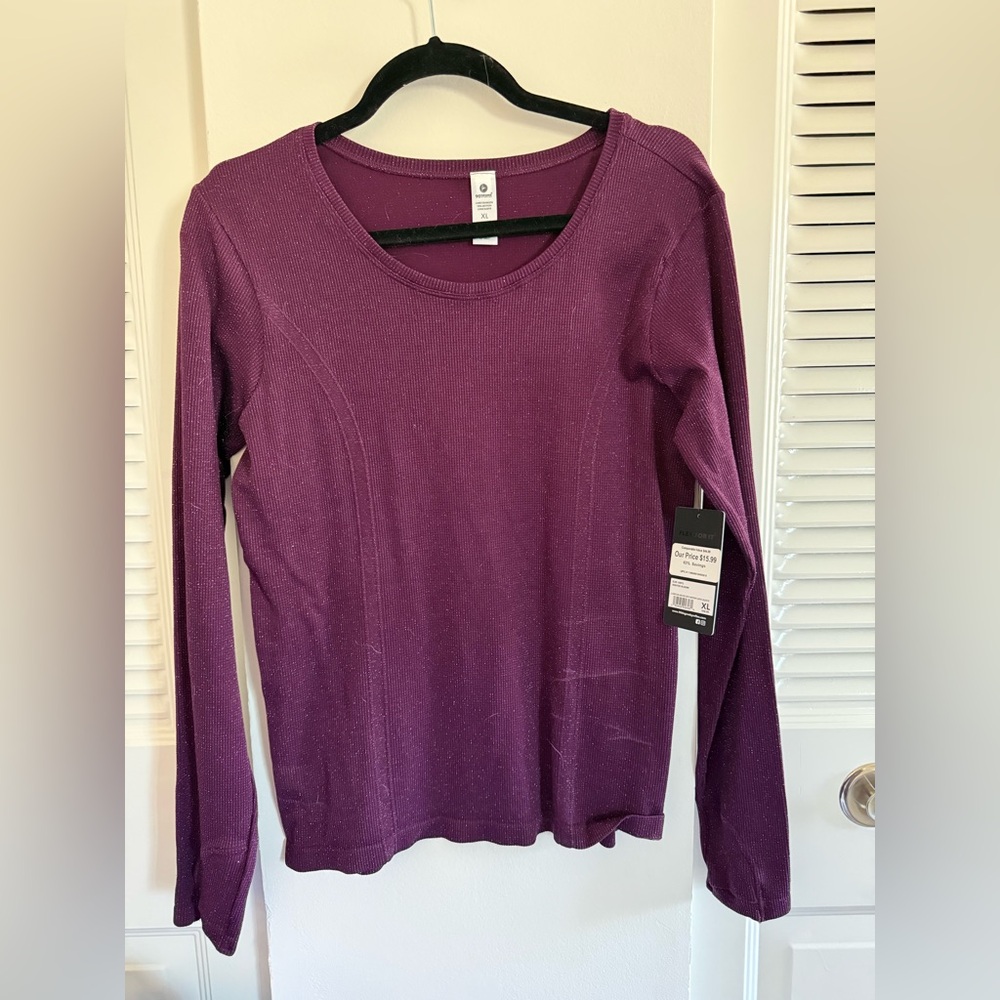 90 Degree by Reflex Women’s Stretchy Long Sleeve Top - Maroon with Sparkles